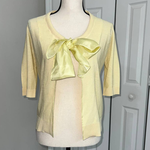 DKNY Lemon Silk with front bow tie 3/4 Sleeves - S NEW - Picture 1 of 12